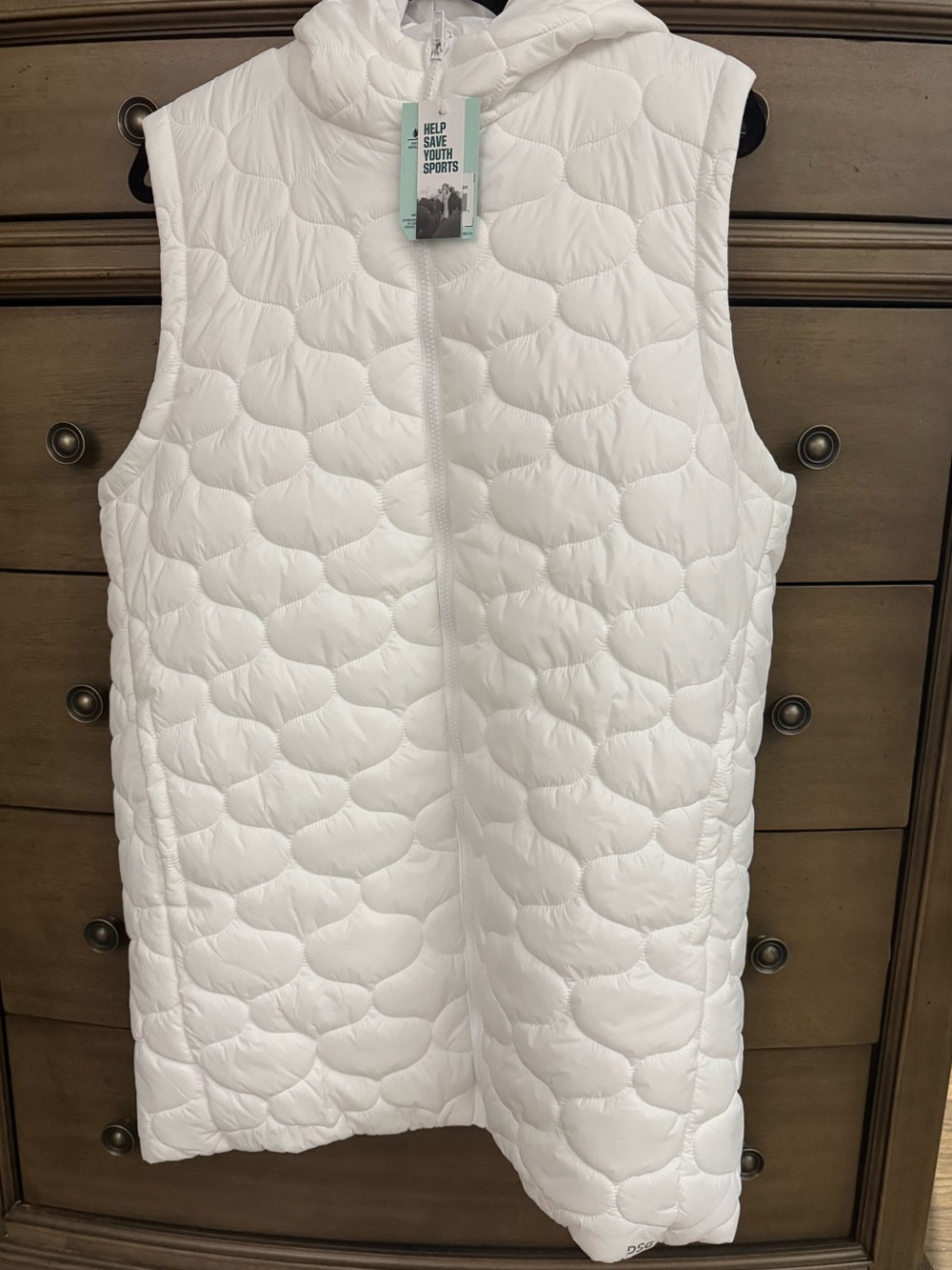 DSG Women's White Quilted Hooded Puffer Vest
